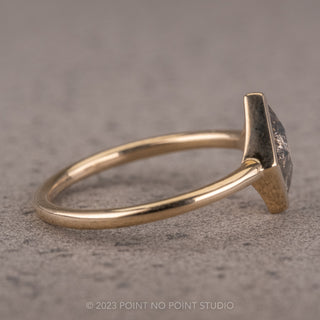 1.01 Carat Salt and Pepper Lozenge Diamond Engagement Ring, Bezel Jane Setting, 14k Yellow Gold