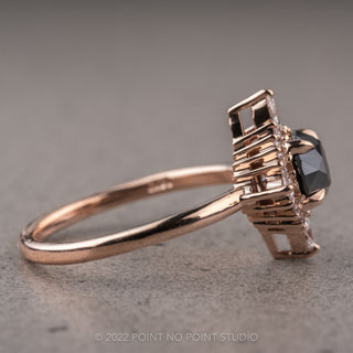 1.15 Carat Black Round Diamond Engagement Ring, Cosette Setting, 14K Rose Gold