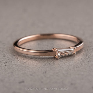 Intricate view of .13 Carat White Tapered Baguette Diamond Ring, crafted in stunning 14K Rose Gold