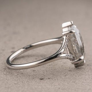 1.85 Carat Salt and Pepper Hexagon Diamond Engagement Ring, Sirena Setting, 14K White Gold