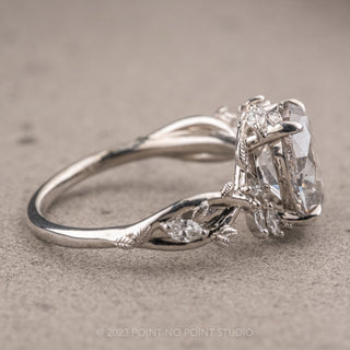 2.40 Carat Salt and Pepper Oval Diamond Engagement Ring, Ainsley Setting, Platinum