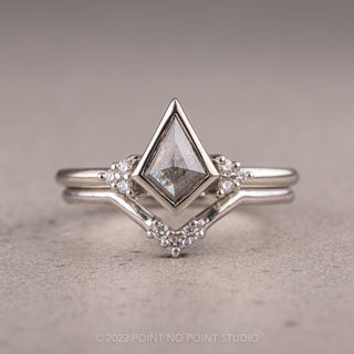 .60 Carat Salt and Pepper Kite Diamond Engagement Ring, Quinn Setting, 14k White Gold