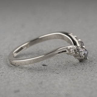 Grey and White Diamond Contour Wedding Ring, Catherine Setting, 14k White Gold