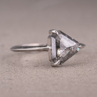1.19 Carat Salt and Pepper Geometric Diamond Engagement Ring, Jane Setting, Platinum