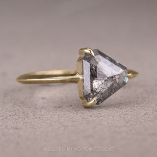 1.19 Carat Salt and Pepper Geometric Diamond Engagement Ring, Jane Setting, 14K Yellow Gold