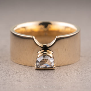 Half Moon Salt and Pepper Diamond Ellipse Setting Wedding Ring, 9mm, 14k Yellow Gold, Polished Finish