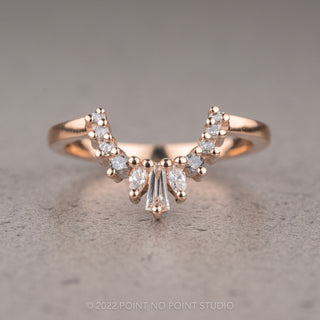 Baguette and Marquise Diamond Wedding Band, Sage Setting, 14k Rose Gold