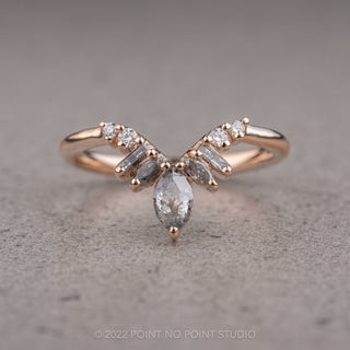Salt & Pepper Marquise & Baguette Diamond Wedding Ring, Athena Setting, 14k Rose Gold