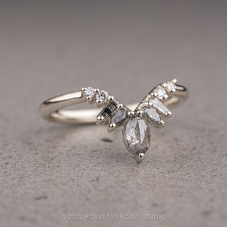 Salt & Pepper Marquise & Baguette Diamond Wedding Ring, Athena Setting, Platinum