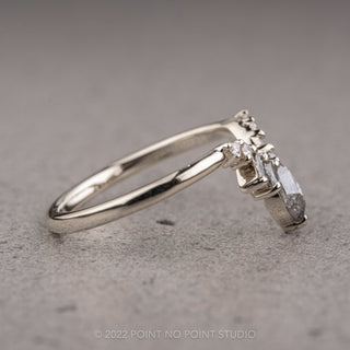Salt & Pepper Marquise & Baguette Diamond Wedding Ring, Athena Setting, 14k White Gold