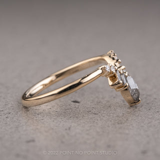 Salt & Pepper Marquise & Baguette Diamond Wedding Ring, Athena Setting, 14k Yellow Gold