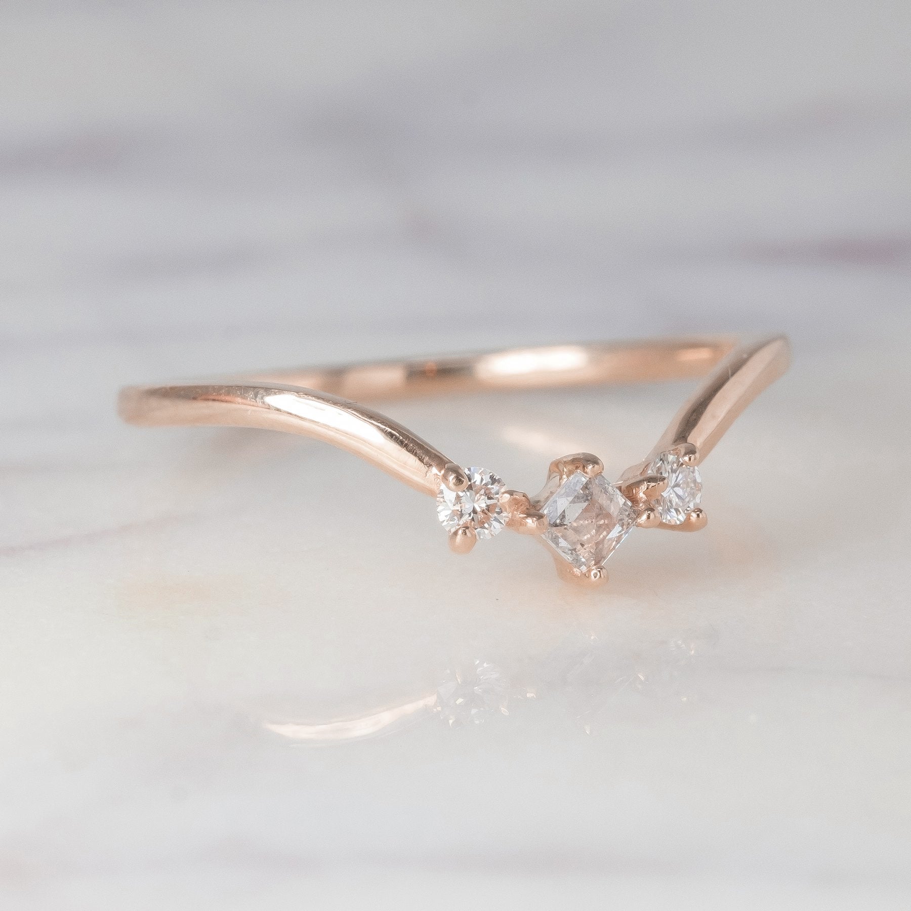 Simple Wedding Ring Sets Rose Gold Moissanite Ring VD10016S