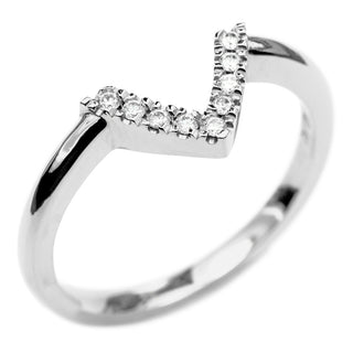 Front view image of the 9 Diamond Chevron Band in White Gold No. 01, emphasizing its chevron shape