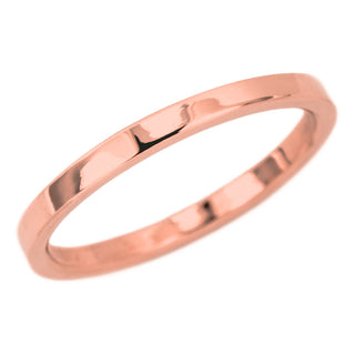 2mm Wide x 1.5mm Thick,14k Rose Gold Rectagle Wedding Band, Polished - Point No Point Studio - 1