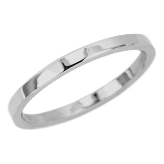 2mm Wide x 1.5 mm Thick,14k White Gold Rectangle Wedding Band, Polished - Point No Point Studio - 1