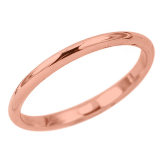 2mm Wide, 1.7mm Thick 14k Rose Gold Wedding Band Displayed on a White Background