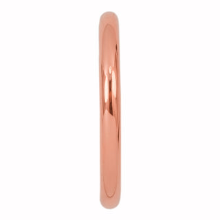 Detail Image of Half Round Wedding Band in 14k Rose Gold, Highlighting it's 2mm Width and 1.7mm Thickness