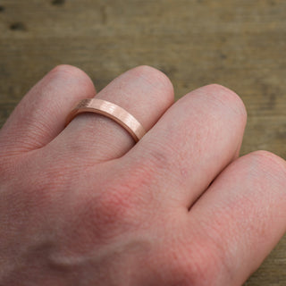4mm 14k Rose Gold Mens Wedding Ring, Brushed Matte - Point No Point Studio - 4