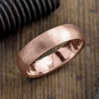 6mm 14K Rose Gold Mens Wedding Band with half round and matte finish design