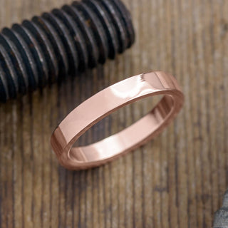 4mm 14k Rose Gold Mens Wedding Ring, Polished - Point No Point Studio - 1