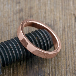 4mm 14k Rose Gold Mens Wedding Ring, Polished - Point No Point Studio - 3