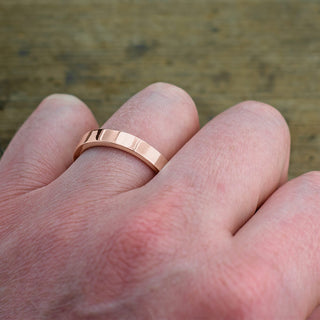 4mm 14k Rose Gold Mens Wedding Ring, Polished - Point No Point Studio - 4