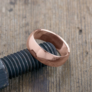Men's 14k Rose Gold Wedding Ring, 8mm in Width , Half Round Design