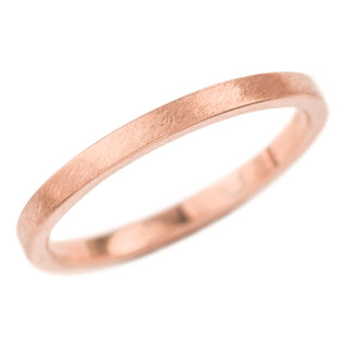 2mm Wide x 1.5mm Thick,14k Rose Gold Rectagle Wedding Band, Matte - Point No Point Studio - 1