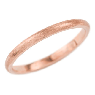 Smooth and rounded 14k rose gold wedding band in half circle, thickness is 1.7mm and width is 2mm with matte finish