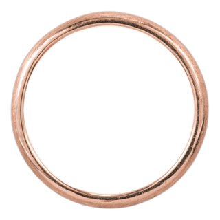 Classic 14k rose gold wedding band in half round shape with matte finish, showcases width of 2mm and thickness of 1.7mm