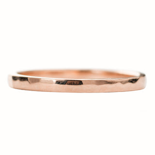 2mm Wide x 1.5mm Thick,14k Rose Gold Rectangle Wedding Band, Hammered Polished - Point No Point Studio - 3