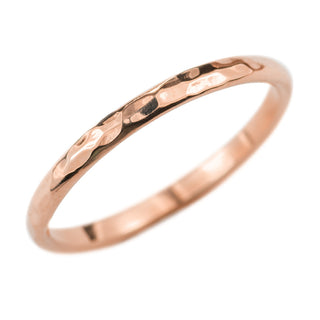 2mm Wide x 1.5mm Thick, 14k Rose Gold Half Round Wedding Band, Hammered Polished - Point No Point Studio - 1