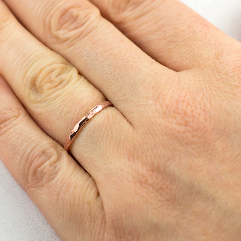 2mm Wide x Thick, 14k Rose Gold Half Round Wedding Band