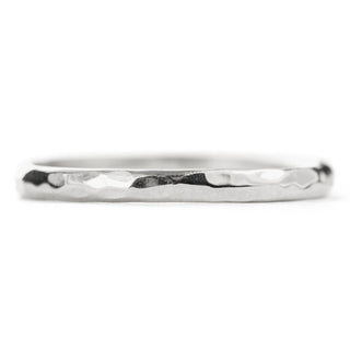 14k white gold half round wedding band showcasing its 2mm width and 1.7mm thickness