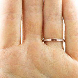 Eco Friendly Chevron Wedding Band in 14K Rose Gold - Image D