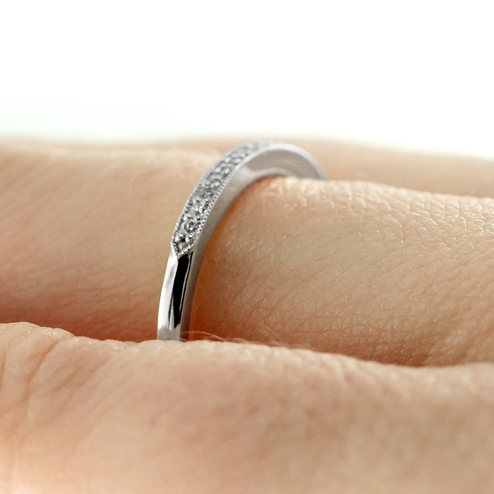 Vintage inspired white gold diamond wedding band Clearance