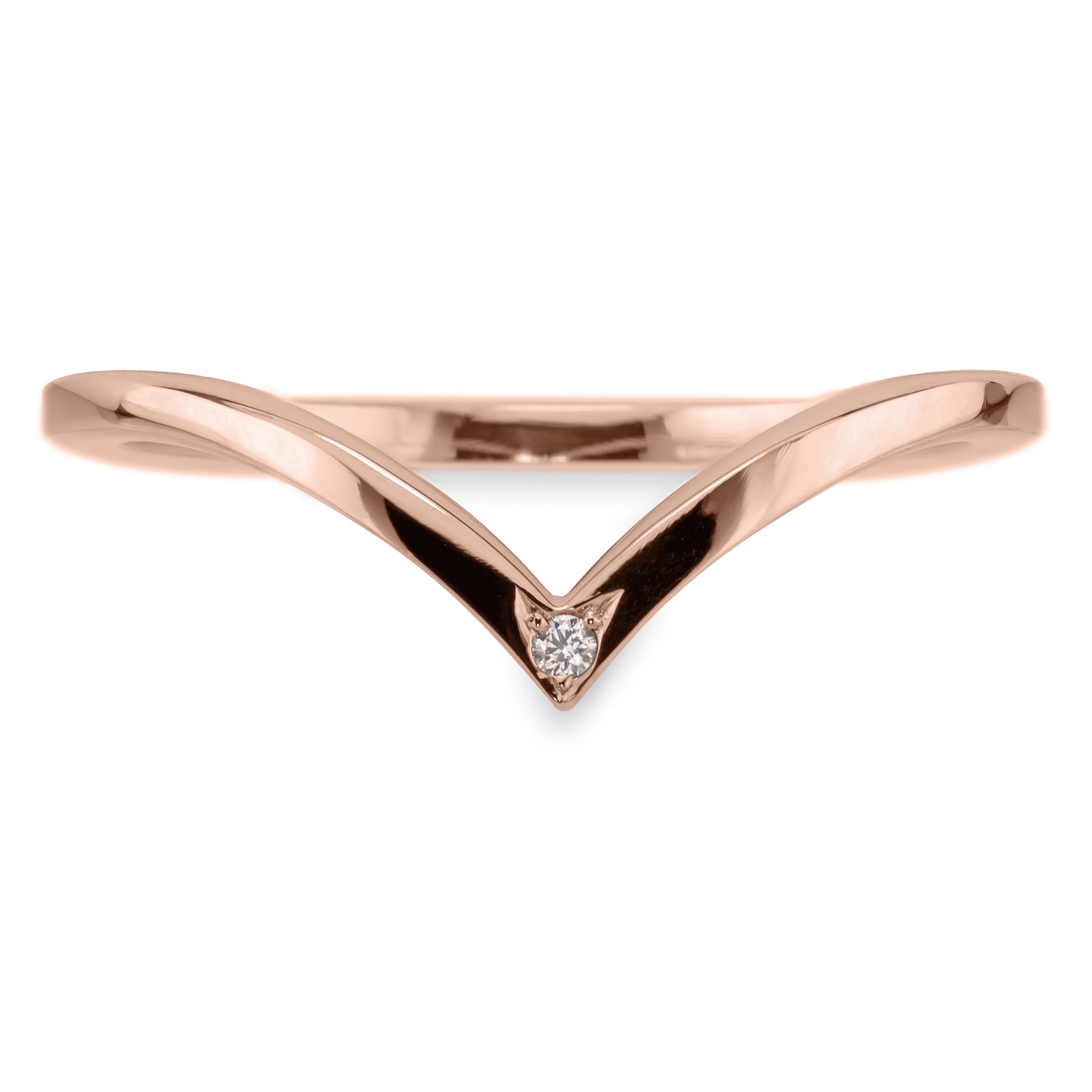 Single Diamond Square Wedding Band, Vivian Setting, 14k Rose Gold
