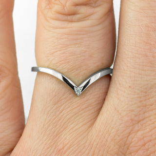 Vivian White Gold and Diamond V Shaped Wedding Ring