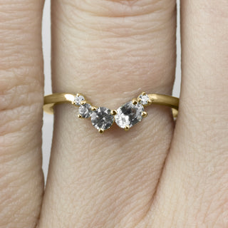 Natural Sapphire Wedding Ring, Sammy Setting, 14k Yellow Gold