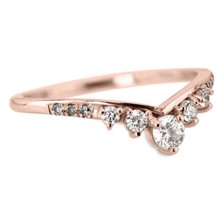 White & Grey Diamond Duchess Wedding Ring, 14k Rose Gold