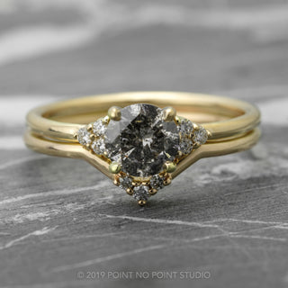 1.10 Carat Salt and Pepper Diamond Engagement Ring, Petite Quinn Setting, 14K Yellow Gold
