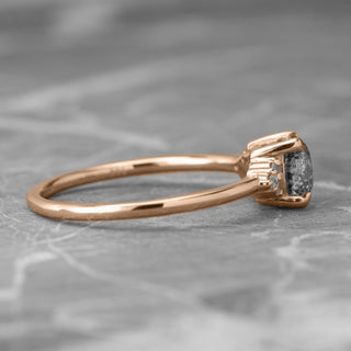 1.12 Carat Salt and Pepper Diamond Engagement Ring, Quinn Setting, 14k Rose Gold