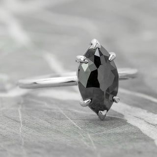 1.72 Carat Black Marquise Diamond Engagement Ring, Jane Setting, Platinum