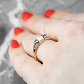 .83 Carat Salt and Pepper Hexagon Diamond Engagement Ring, Hazel Setting, 14K Rose Gold