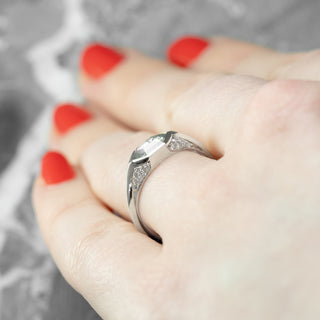 .83 Carat Salt and Pepper Hexagon Diamond Engagement Ring, Hazel Setting, 14K White Gold