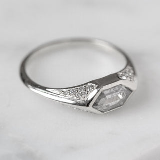 Salt & Pepper Hexagon Diamond Engagement Ring