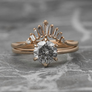 1.03 Carat Salt and Pepper Round Diamond Engagement Ring, Madeline Setting, 14K Rose Gold