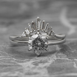 1.03 Carat Salt and Pepper Round Diamond Engagement Ring, Madeline Setting, 14K White Gold