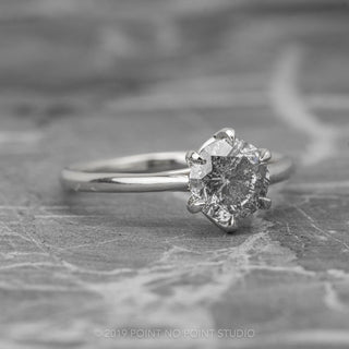 1.01 Carat Salt and Pepper Round Diamond Engagement Ring, Madeline Setting, Platinum