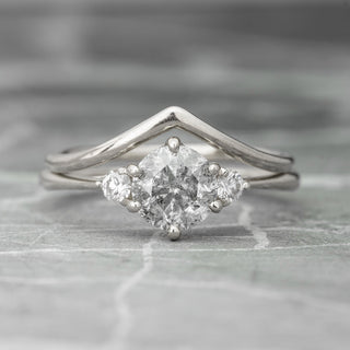 1.47 Carat Salt and Pepper Diamond Engagement Ring, Madison Setting, 14K White Gold